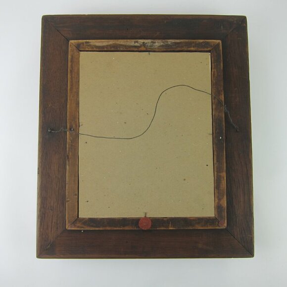 Antique Victorian Deep Picture Frame Walnut Wood Gold Gilt Old Man Praying Print - Picture 11 of 12